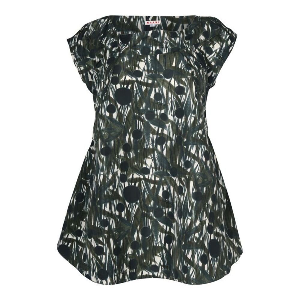 Marni Abstract Printed Top in Green Polyester